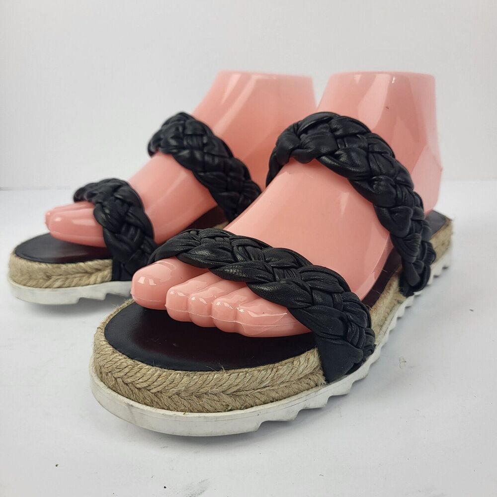 Marc Fisher Jaimee Braided Leather Double Band Flat Sandals